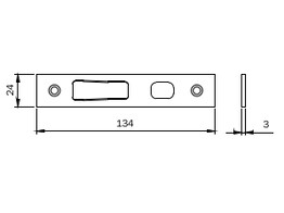Iseo Multiblindo Sluitplaat haak/pin plat 134x24x3
