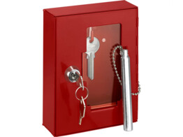 Boite cles de secour - avec fenetre   marteau - rouge